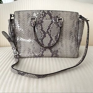 Michael Kors Large Grey Snakeskin Selma Satchel